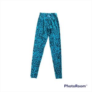EUC teal cheetah print leggings Booty by Brabants